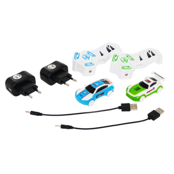 Świecący w ciemności Tor wyścigowy dla dzieci 3+ Pętle 360 + 2 autka LED + 2 piloty